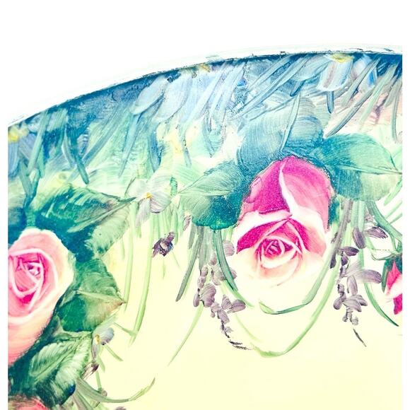 Vtg Reverse Painted Glass Lamp Shade ONLY Bell Shape 10 Inch Roses Floral - Picture 12 of 16